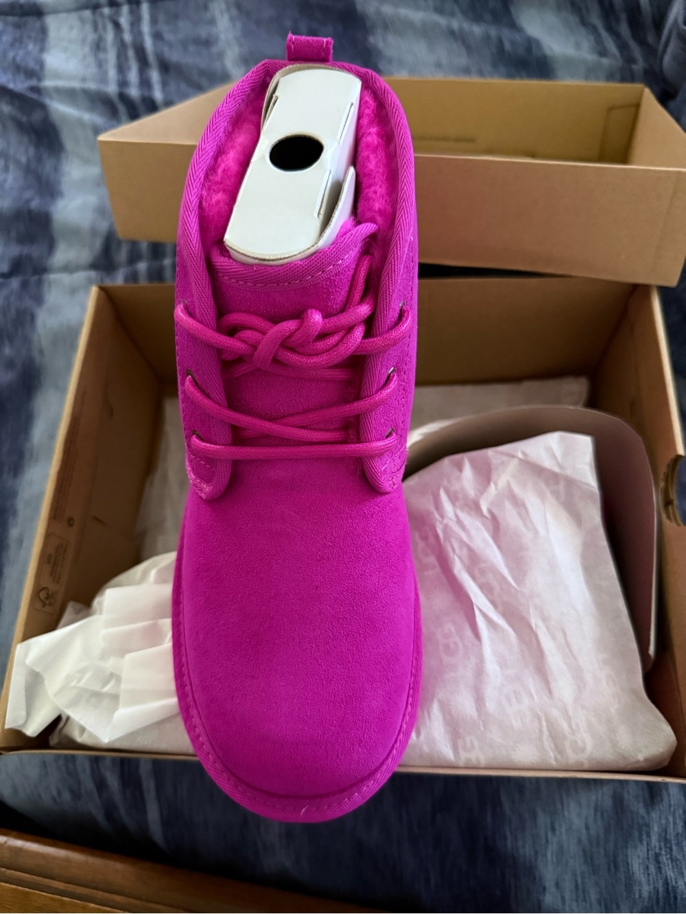 UGG Kids Hot Pink Suede Lace-Up Boot